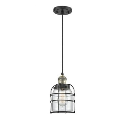 Bell Cage - 1 Light Cord Hung Mini Pendant In Traditional Style-9 Inches Tall and 6 Inches Wide