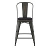 Emma and Oliver Distressed Metal Stools with Backs and Polystyrene Seats for Indoor/Outdoor Use - 3 of 4