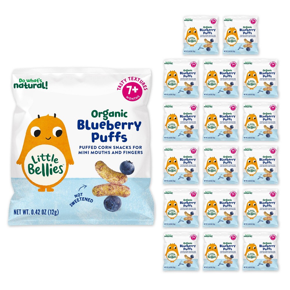 Little Bellies Organic Puffs Baby Snacks - Blueberry - 18ct/7.56oz: Age 7 Months+, 2nd Stage, Pouch, Ready to Eat