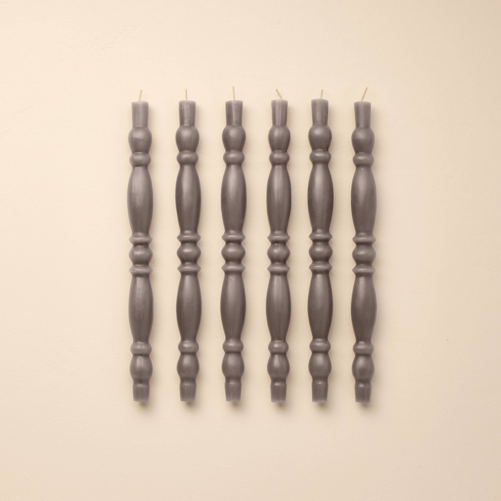 6pk 14" Spindle Taper Candles Gray - Hearth & Hand™ with Magnolia