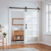SMARTSTANDARD 80 in. & 84 in. White Glass Barn Door with Sliding Door Hardware Kit & Handle - Predrilled Ready to Assemble, 5-Lite Frosted Glass - 2 of 4