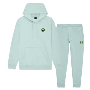 Dalix Alien Embroidery Sweatsuit Set Hoodie Jogger Soft Fleece Relaxed Fit Lounge Mens - 1 of 4