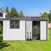 Coolbibila-10Ftx12Ft Storage Sheds, Metal Sheds With Waterproof Roofs And Durable Metal Frame, Tool Sheds With Lockable Doors And Window - 3 of 4