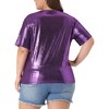 Agnes Orinda Women's Plus Size Metallic Round Neck Short Sleeve Summer Carnival Party Blouses - 4 of 4