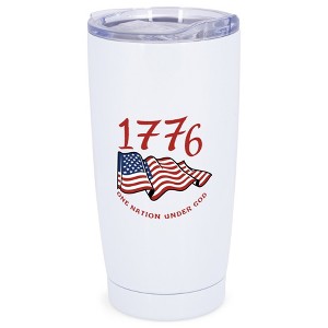 Elanze Designs 20 oz Stainless Steel On the Go Insulated Travel Tumbler With Push Top Lid, 1776 American Flag One Nation Under God White - 1 of 4