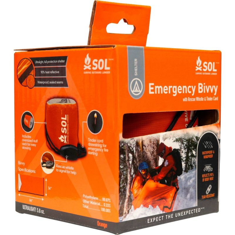 Survive Outdoors Longer Emergency Bivvy with Rescue Whistle 2pk - Orange, 3 of 7