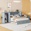 Queen Size Murphy Bed with USB Port, Large Drawer and Wardrobe - 2 of 4
