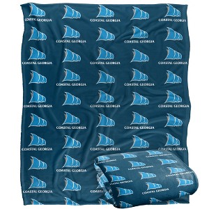 College Of Coastal Georgia Logo Pattern Silky Touch Blanket White 50x60 - 1 of 4