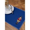 C&F Home Nutcracker Felt Rectangle Placemat Set of 6 Christmas Holiday Solid Blue Embroidery - 3 of 4