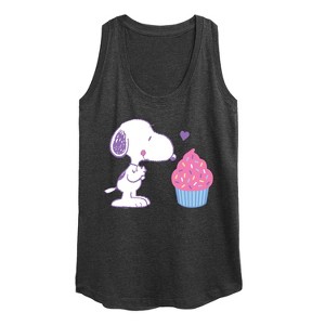 Women's - Peanuts - Snoopy Heart Cupcake Graphic Racerback Tank - 1 of 4