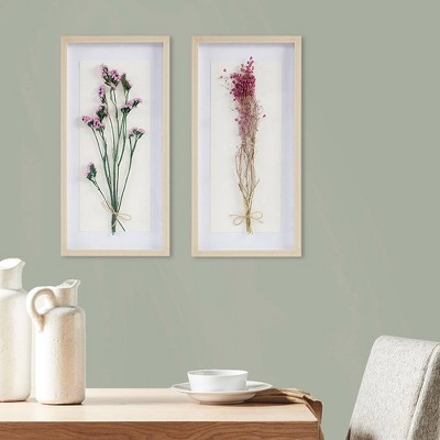 Avant Garden Real Dried Floral Shadowbox Duo in Natural Wood