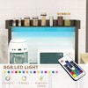 Vynxaria Baker's Rack with LED Lights for Kitchens, Industrial Microwave Stand with Glass Holders, Metal Basket, Multiple Shelves, Rustic Brown - 3 of 4