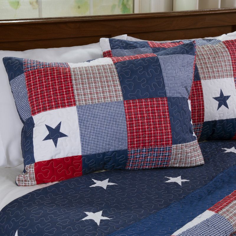 Hastings Home 3-Piece Caroline Quilt Set - Microfiber and Plaid Patchwork Bedding with 2 Pillow Shams, 3 of 5