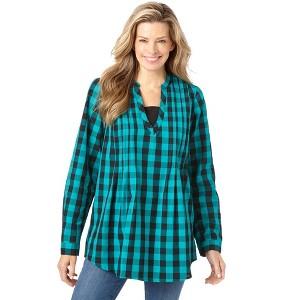 Woman Within Plus Size Layered Look Pintucked Tunic - 1 of 4