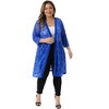 Women's Plus Size Lace Sheer Open Front 3/4 Sleeve Casual Long Cardigans - Agnes Orinda - 3 of 4