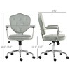 Vynxaria HOMCOM Cute Home Office Chair, Computer Desk Chair with Button Tufted Velvet-Feel Fabric, Swivel Vanity Chair, Gray - 2 of 4