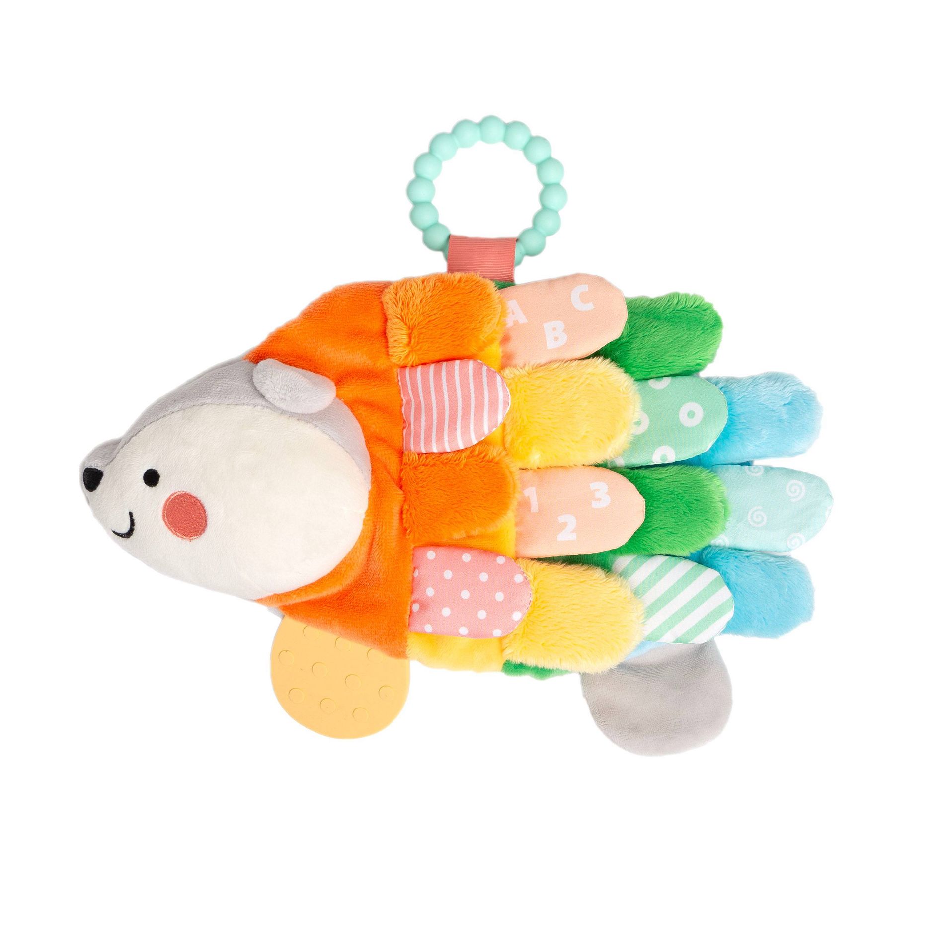 Pearhead Hedgehog Montessori Sensory Toy with Crinkle Tabs and Baby Teether
