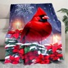 Lomsoe Vintage Christmas Bird and Holly Print Flannel Blanket - All Seasons Soft and Warm Throw Blanket for Bed, Napping, Camping, Travel, Office - 4 of 4