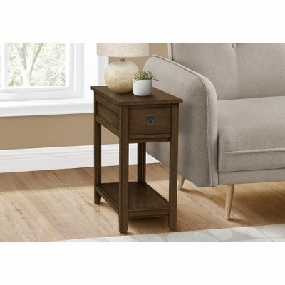 Monarch Specialties Accent Table End Side Table Nightstand Bedroom Narrow Storage Drawer Brown Veneer Transitional