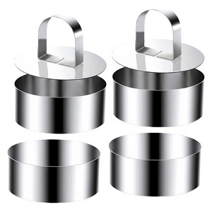 Aoibox Round Cake Ring Molds, Stainless Steel Food Rings for Desserts & Mousse with Pusher & Lifter, Includes 4 Rings & 2 Pushers - 1 of 4