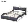 Okak Full Platform Bed Frame with Upholstered Modern LED Light Faux Leather Bed Strong Wood Slats No Box Spring Needed Easy Assembly, Black - 4 of 4