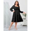 Clearlove Womens Plus Size Square Neck Dresse High Waist Smocked Ruffle A Line Tiered Flowy Maxi Dress with Pocket - 2 of 4