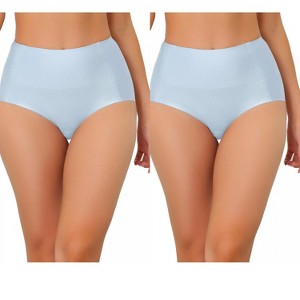 Allegra K Women's Tummy Control Unlined High-Waisted Breathable Hipster Underwear 2 Packs - 1 of 4