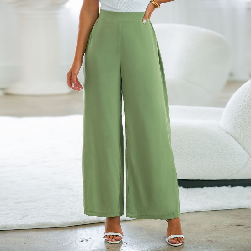 Women's Woven Green Wide Leg Pants - Cupshe, 2 of 7