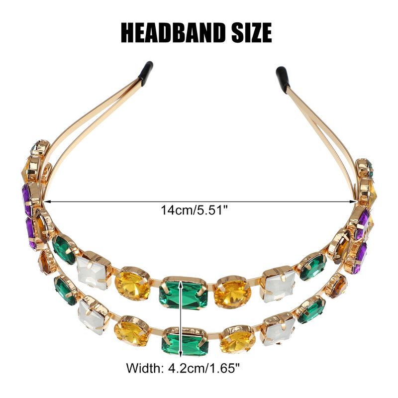 Unique Bargains Women's Double Layer Metal Colorful Rhinestone Faux Crystal headband 5.51"x1.65" 1 Pc, 4 of 7