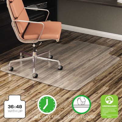 deflecto EconoMat All Day Use Chair Mat for Hard Floors, Flat Packed, 36 x 48, Lipped, Clear
