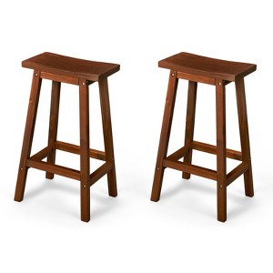 Karl Home | 28.7-Inch Black Solid Wood Outdoor Bar Stools (Set of 2) - 1 of 1