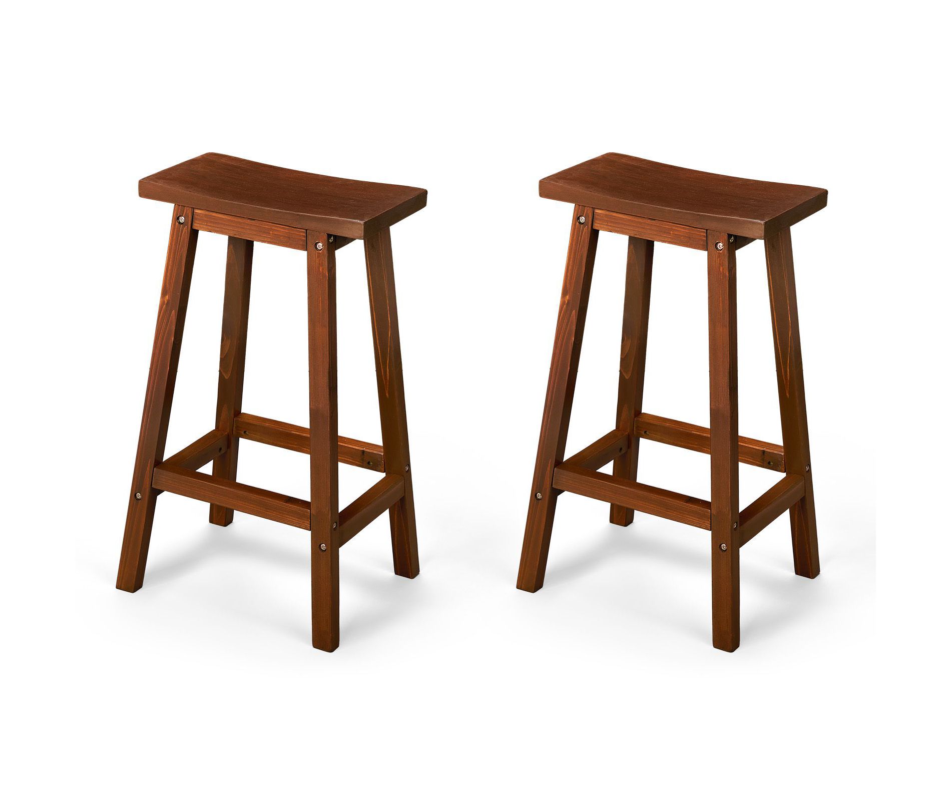 Karl Home | 28.7-Inch Black Solid Wood Outdoor Bar Stools (Set of 2)