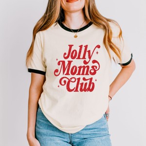Jolly Mom's Club Distressed - Women's Ringer Graphic T-Shirt - 1 of 4