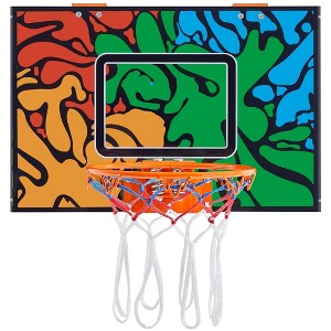 Yaheetech Over The Door Mini Basketball Hoop Set, Orange/Blue - 1 of 4