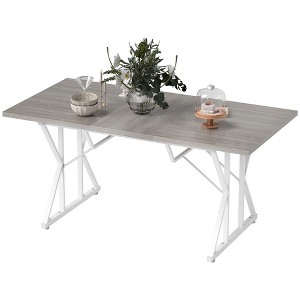 47"-63" Extendable Dining Table for 4-6, Farmhouse Expandable Kitchen Table with Heavy Duty Trestle Base - 1 of 4
