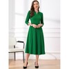 INSPIRE CHIC Women's Elegant Split Neck Side Zipper Pockets 3/4 Sleeve Work A-Line Dress - 2 of 4