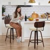 QingMoon Swivel Bar Stools Set of 2, 26" Counter Height Chairs, Faux Leather Upholstered Barstools with Walnut Back for Kitchen Island - 2 of 4