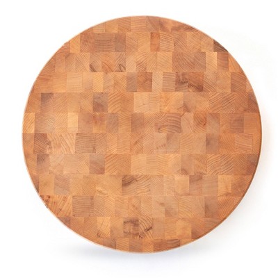 Large Round Maple End Grain Wood Chopping Board, 18 x 3 inches