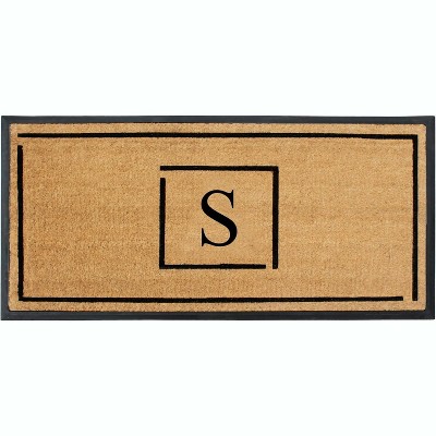 A1HC Natural Coir Monogrammed Doormat, Anti-Shed Treated Durable Front Door Mat for Outdoor Entrance, Easy to Clean Entrymat 24"x48"