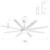 Airsurfer 65" Modern Indoor Ceiling Fan with Dimmable LED Light, Reversible Motor, Remote Control, Large Blade Span for Spacious Rooms - 3 of 4