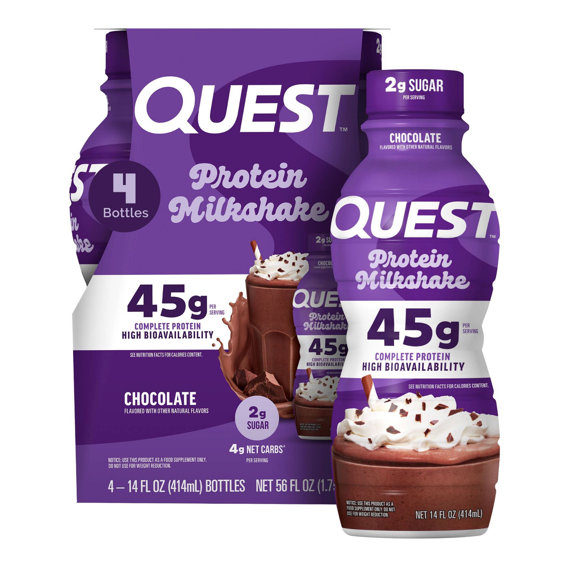 Quest Nutrition Ready to Drink High Protein Milkshake - Chocolate - 56 fl oz/4ct