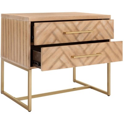 Estelle Rustic Oak 2-Drawer Transitional Nightstand