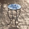 Teal Island Designs Modern Black Round Outdoor Accent Side Table 14" Wide Multi Blue Mosaic Tabletop for Front Porch Patio House Balcony - 2 of 4