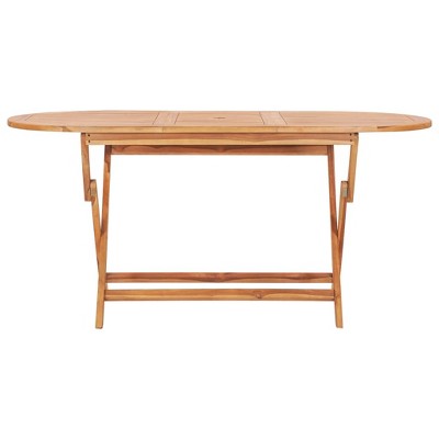 Teak Wood Folding Patio Dining Table 63" Brown