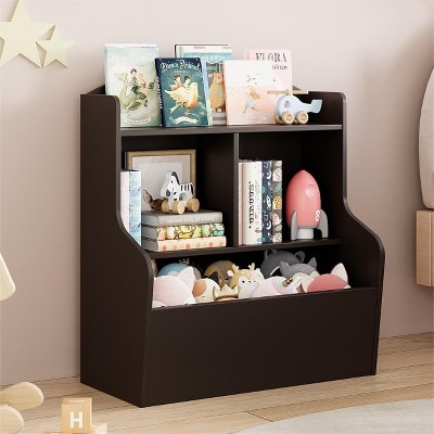 3-Tier Toy Storage Cabinet and Bookcase, Multi Shelf with Cubby Organizer Cabinet for Playroom, Bedroom, Hallway and Kindergarten School