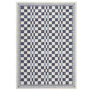 Machine Washable Area Rug for Living Room Geometric Printed Floor Cover Non Slip Checkered Rugs Stain Resistant Low Pile Carpet for Bedroom Kitchen - 1 of 4