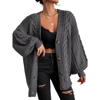 EXLURA Womens 2025 Oversized Cardigan Sweaters Fall Winter Lightweight Soft Knit Cardigan Open Front Button Outwear Coats