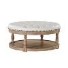 Chloe Vegan Leather Round Cocktail Ottoman with Storage and Nailhead | ARTFUL LIVING DESIGN - 2 of 4