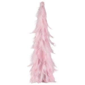 Northlight Small Layered Feather Cone Tree Glittered Christmas Decoration - 16" - Pink - 1 of 4