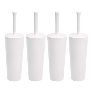 Maintain a Clean Bathroom: 4-Pack White Toilet Brush Set with Holder - Sanitary Design with Base to Protect Floors from Drips and Stains - 1 of 4